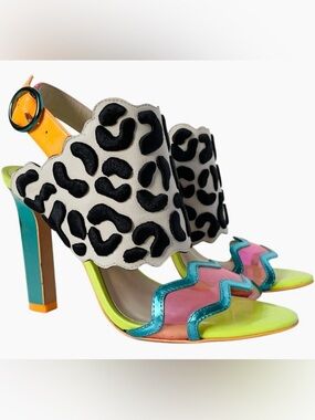 Sophia Webster Dionne Multicolor Leopard Print Heels Sandals